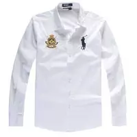 chemise hommes ralph lauren populaire coton 2013 polo big pony paris white